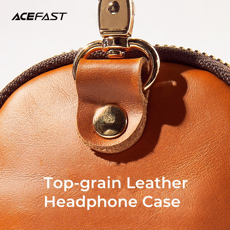 Premium Top-Grain Leather Case for Acefit Air & Pro – Compact, Durable Headphone Pouch with Brass Hook & Custom Zipper