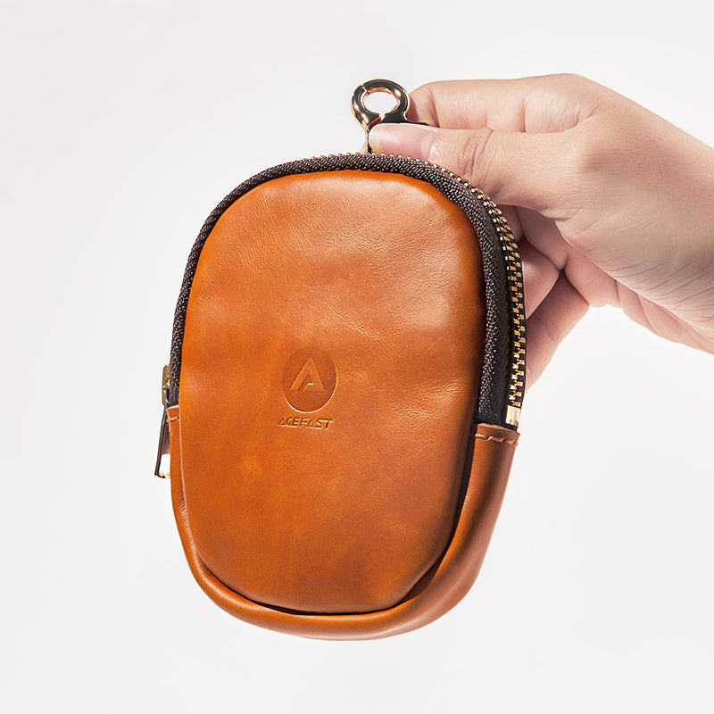Premium Top-Grain Leather Case for Acefit Air & Pro – Compact, Durable Headphone Pouch with Brass Hook & Custom Zipper