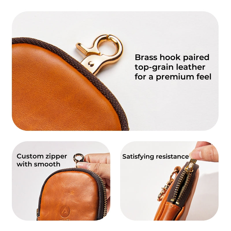 Premium Top-Grain Leather Case for Acefit Air & Pro – Compact, Durable Headphone Pouch with Brass Hook & Custom Zipper