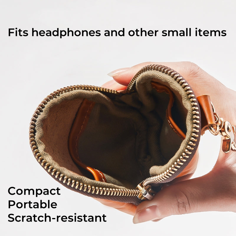 Premium Top-Grain Leather Case for Acefit Air & Pro – Compact, Durable Headphone Pouch with Brass Hook & Custom Zipper